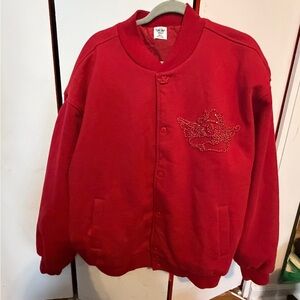 Boys lie RED ROSES, RED ROSES FLEECE VARSITY JACKET